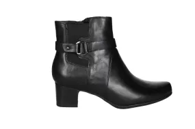 Botin Cremallera Piel Negro Lado Elastico Tira Adorno Metal