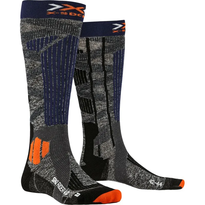 CALCETINES DE ESQUí XSOCKS RIDER 4.0 (GRIS PIEDRA/AZUL NARANJA) HOMBRES