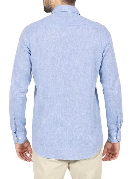 Camisa El Pulpo Lino Logo Azul Para Hombre