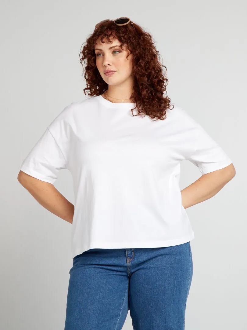 CAMISETA DE ALGODóN DE MANGA CORTA  BLANCO
