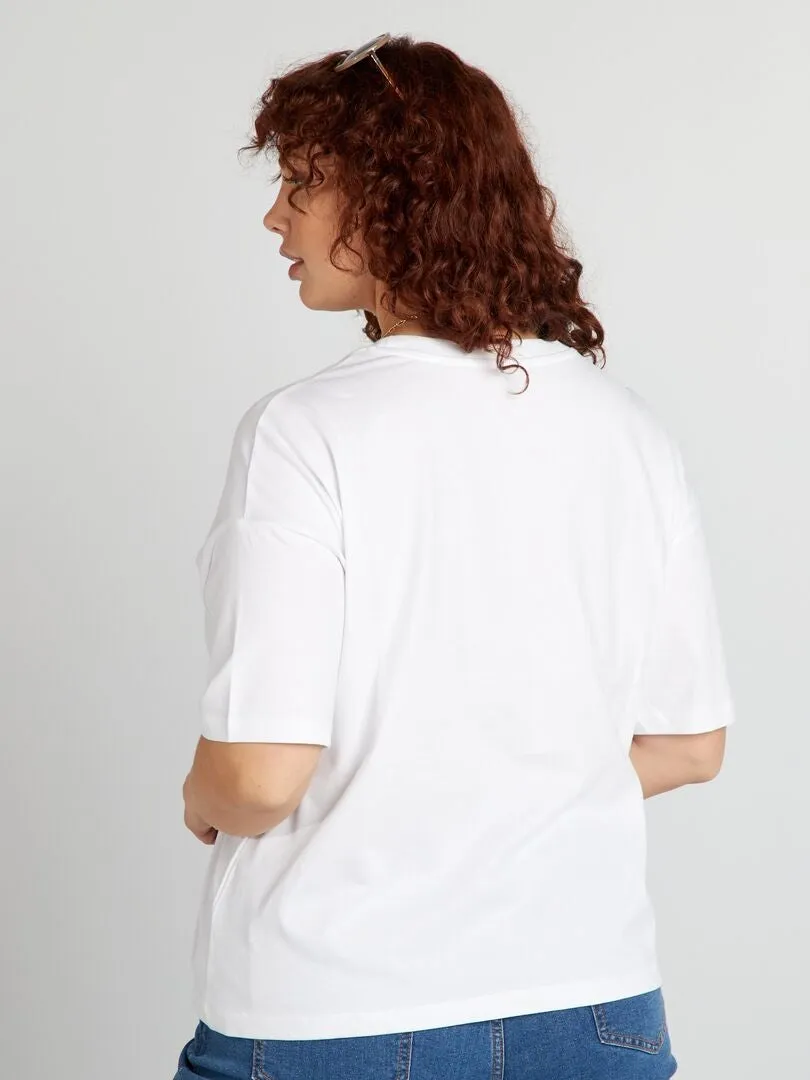 CAMISETA DE ALGODóN DE MANGA CORTA  BLANCO