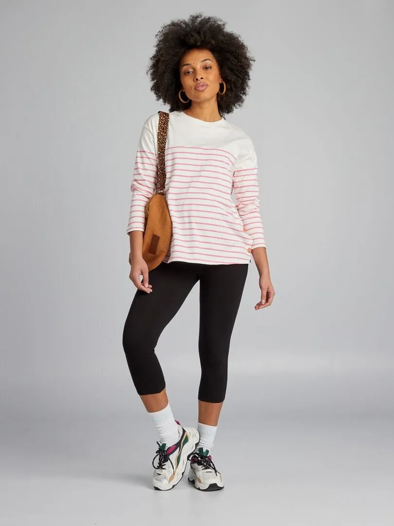 CAMISETA DE LACTANCIA A RAYAS  ROSA