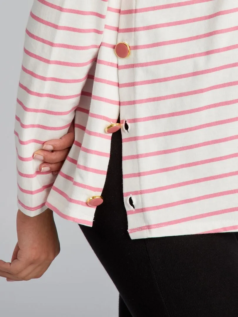 CAMISETA DE LACTANCIA A RAYAS  ROSA