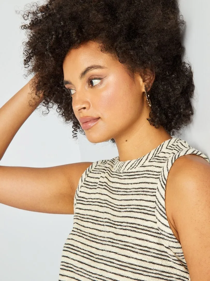 CAMISETA DE TIRANTES A RAYAS  BEIGE