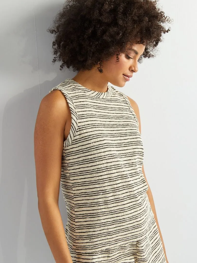 CAMISETA DE TIRANTES A RAYAS  BEIGE
