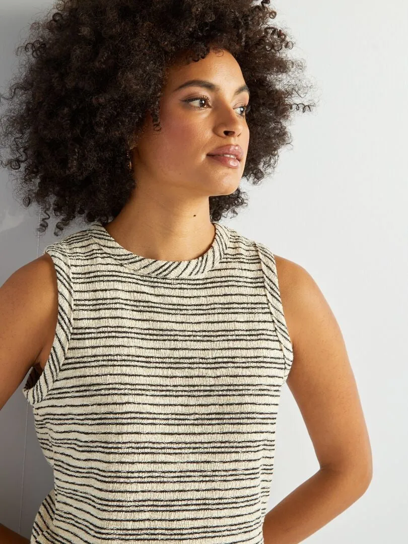 CAMISETA DE TIRANTES A RAYAS  BEIGE