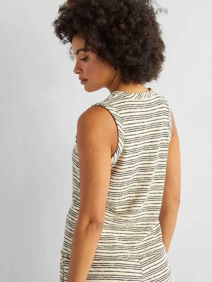 CAMISETA DE TIRANTES A RAYAS  BEIGE