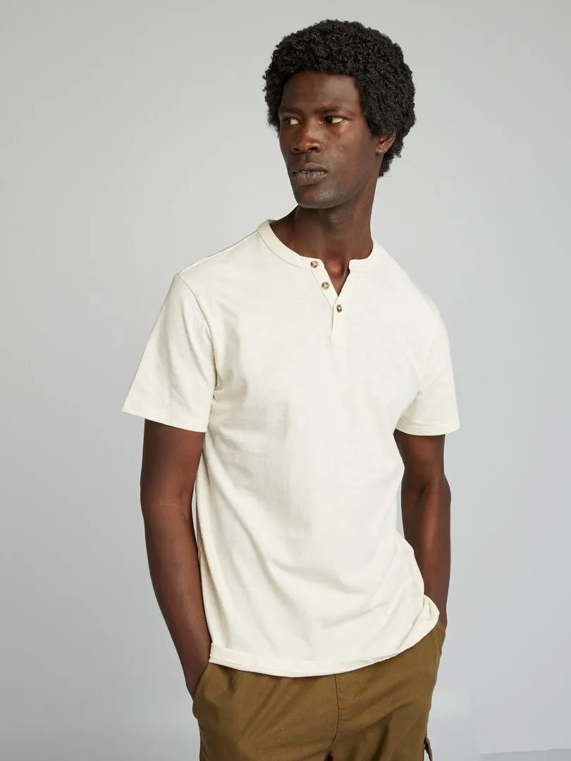 CAMISETA LISA CON CUELLO PANADERO  BLANCO