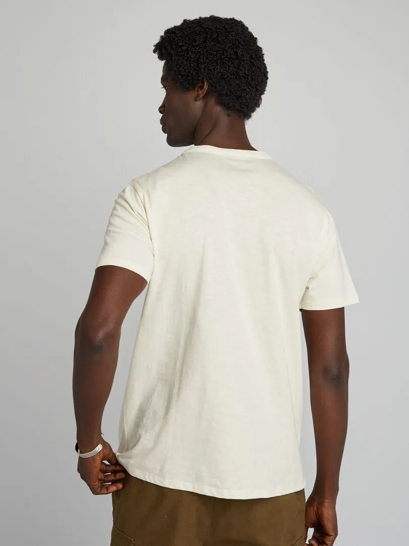 CAMISETA LISA CON CUELLO PANADERO  BLANCO