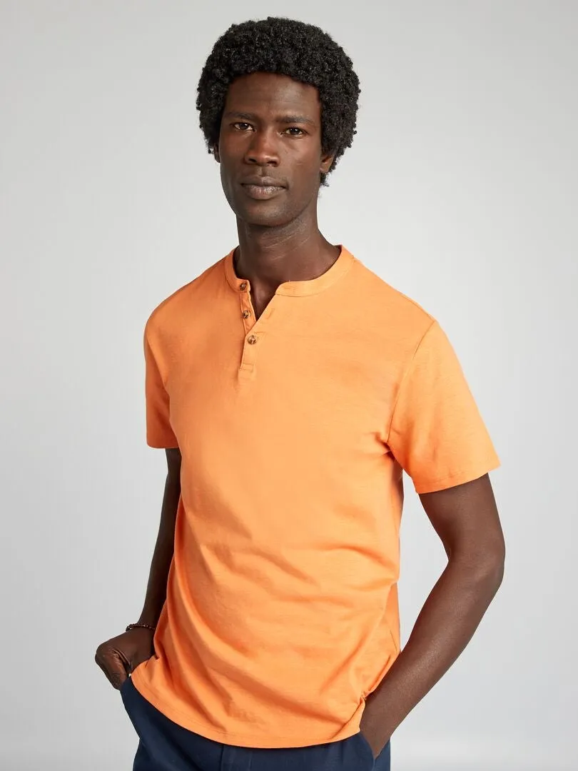 CAMISETA LISA CON CUELLO PANADERO  NARANJA