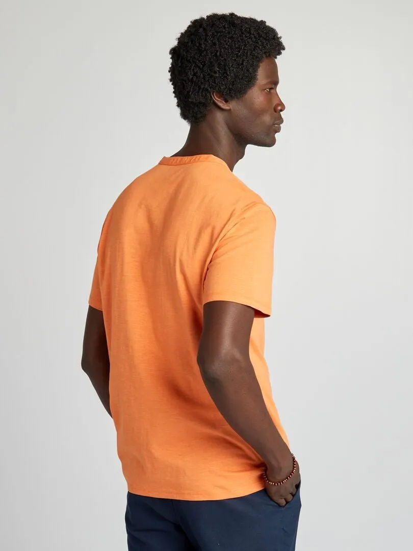 CAMISETA LISA CON CUELLO PANADERO  NARANJA