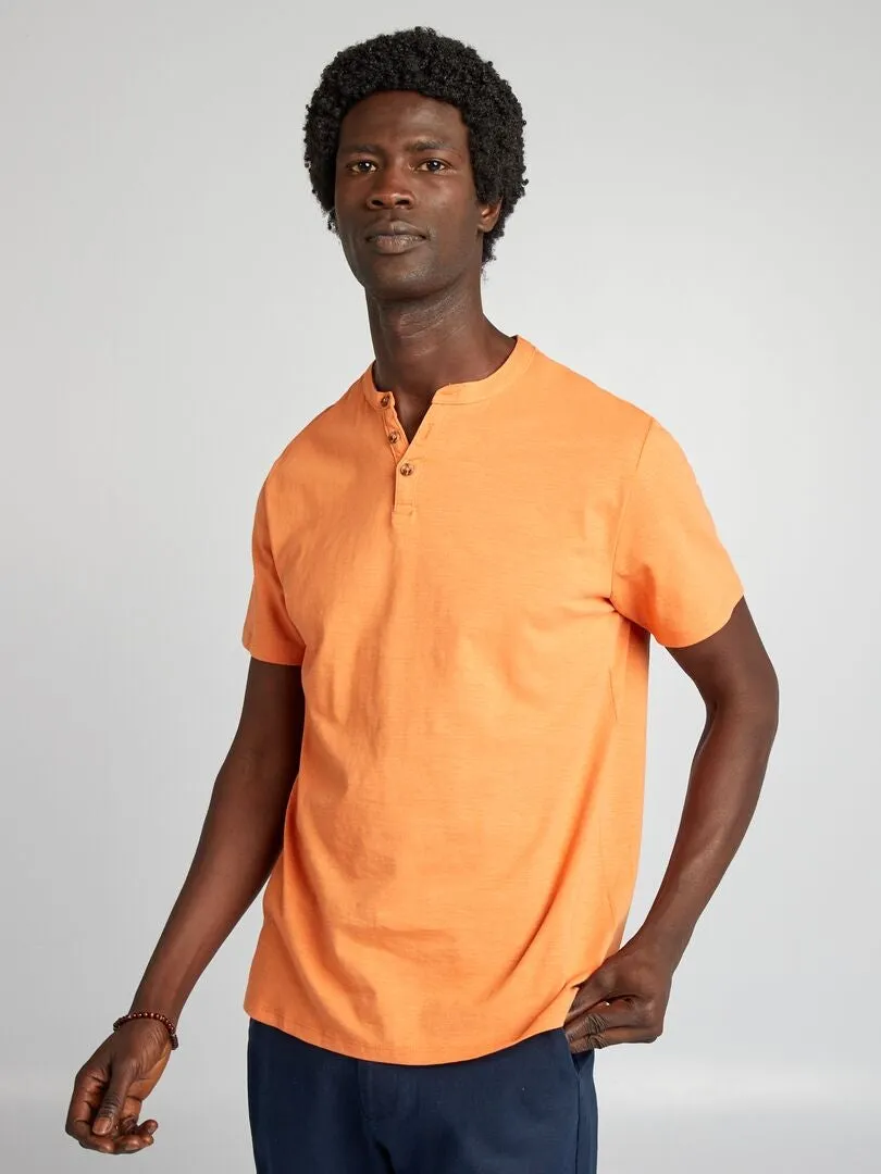 CAMISETA LISA CON CUELLO PANADERO  NARANJA