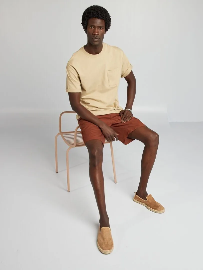 CAMISETA LISA CORTE ANCHO  BEIGE