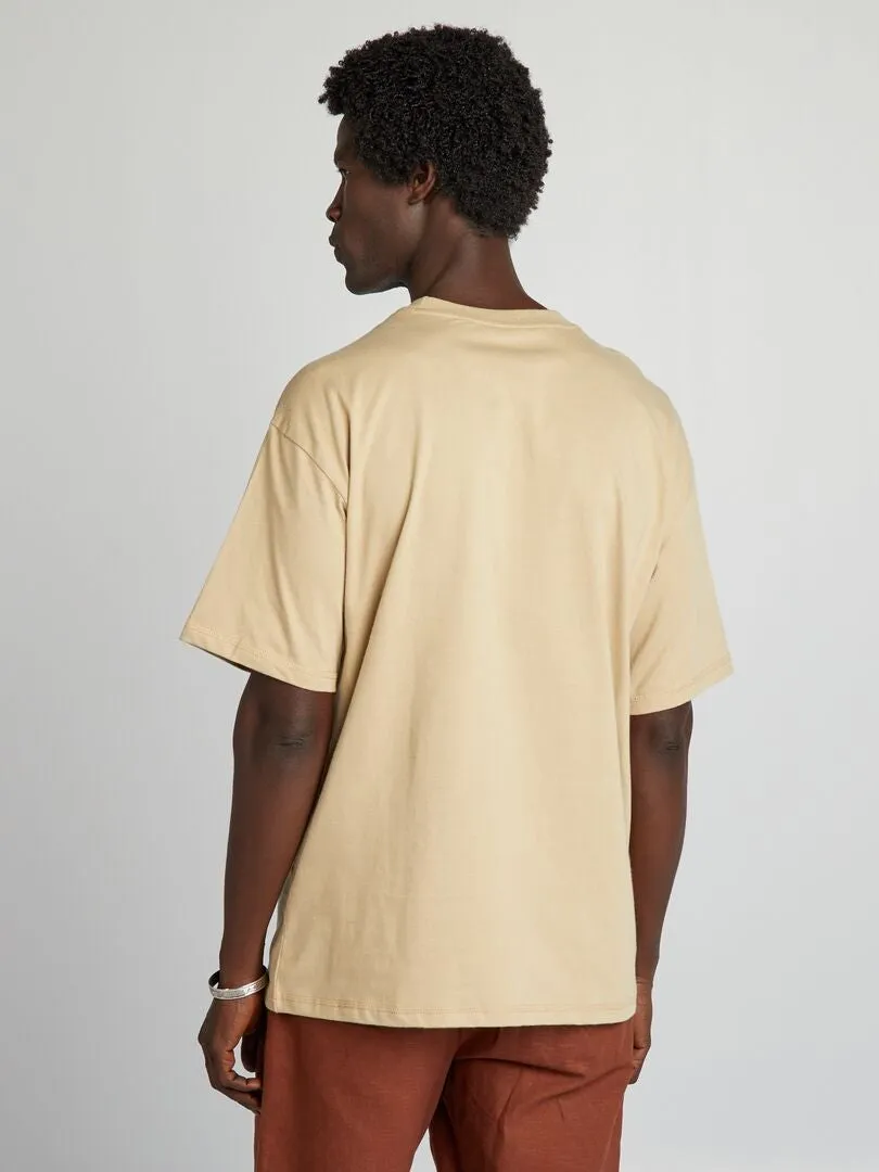CAMISETA LISA CORTE ANCHO  BEIGE