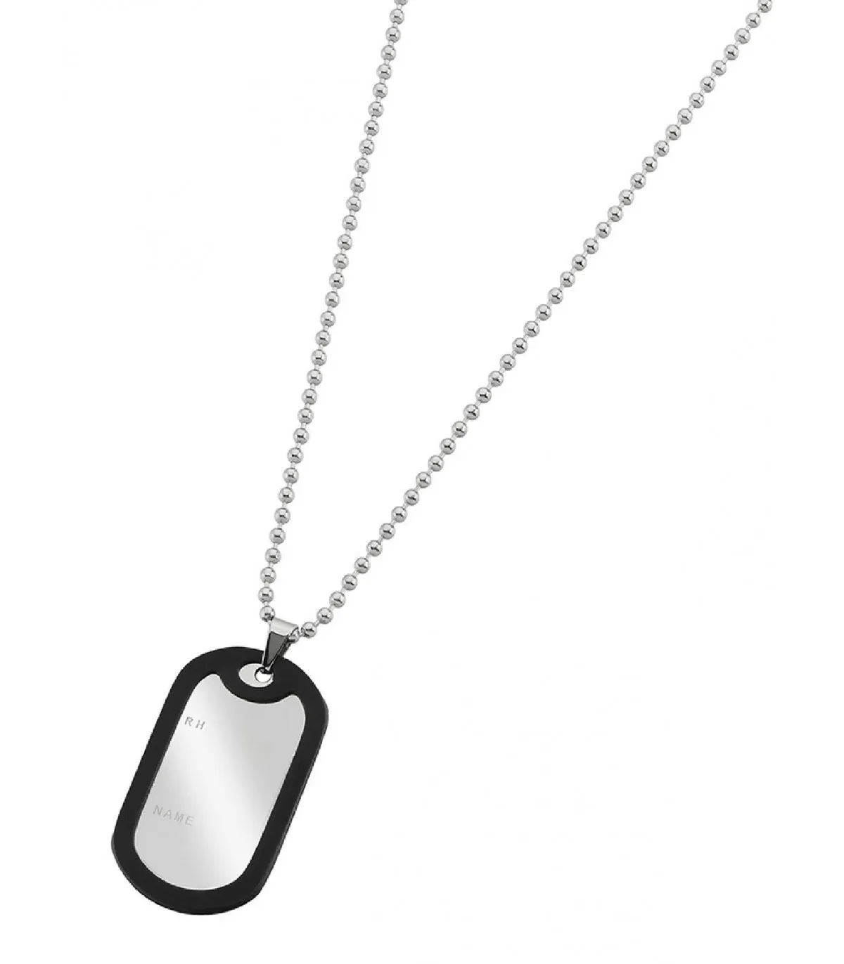COLLAR MAREA JEWELS BOLAS DE ACERO CON PLACA MILITAR  D00107/34