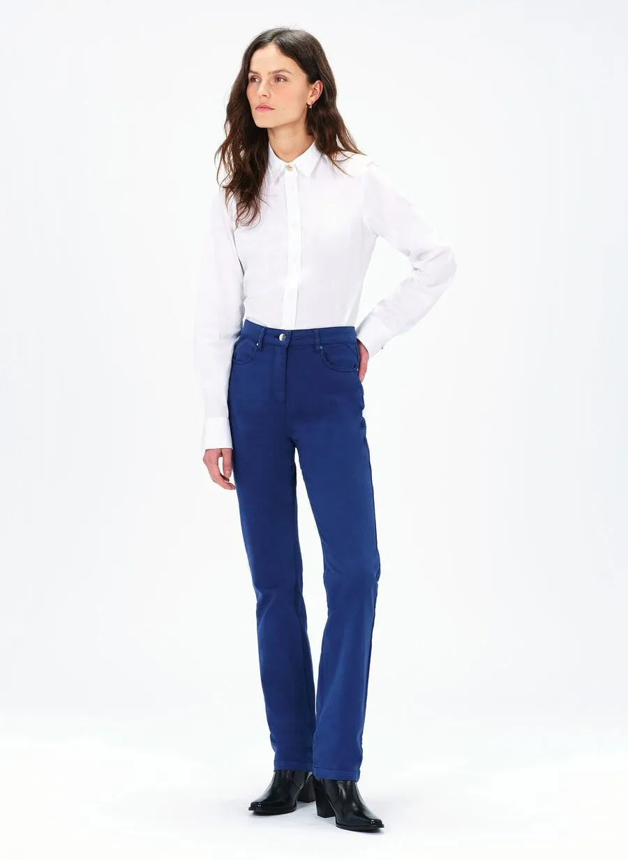 DARLING  PANTALóN RECTO DE MEZCLA DE ALGODóN DE TALLE ALTO EN AZUL