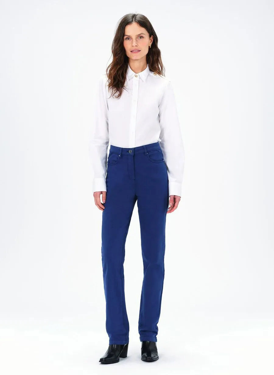 DARLING  PANTALóN RECTO DE MEZCLA DE ALGODóN DE TALLE ALTO EN AZUL