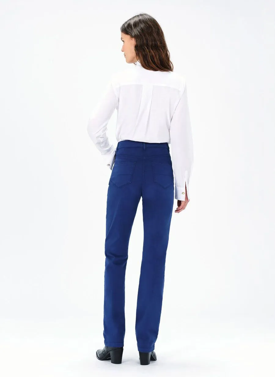 DARLING  PANTALóN RECTO DE MEZCLA DE ALGODóN DE TALLE ALTO EN AZUL