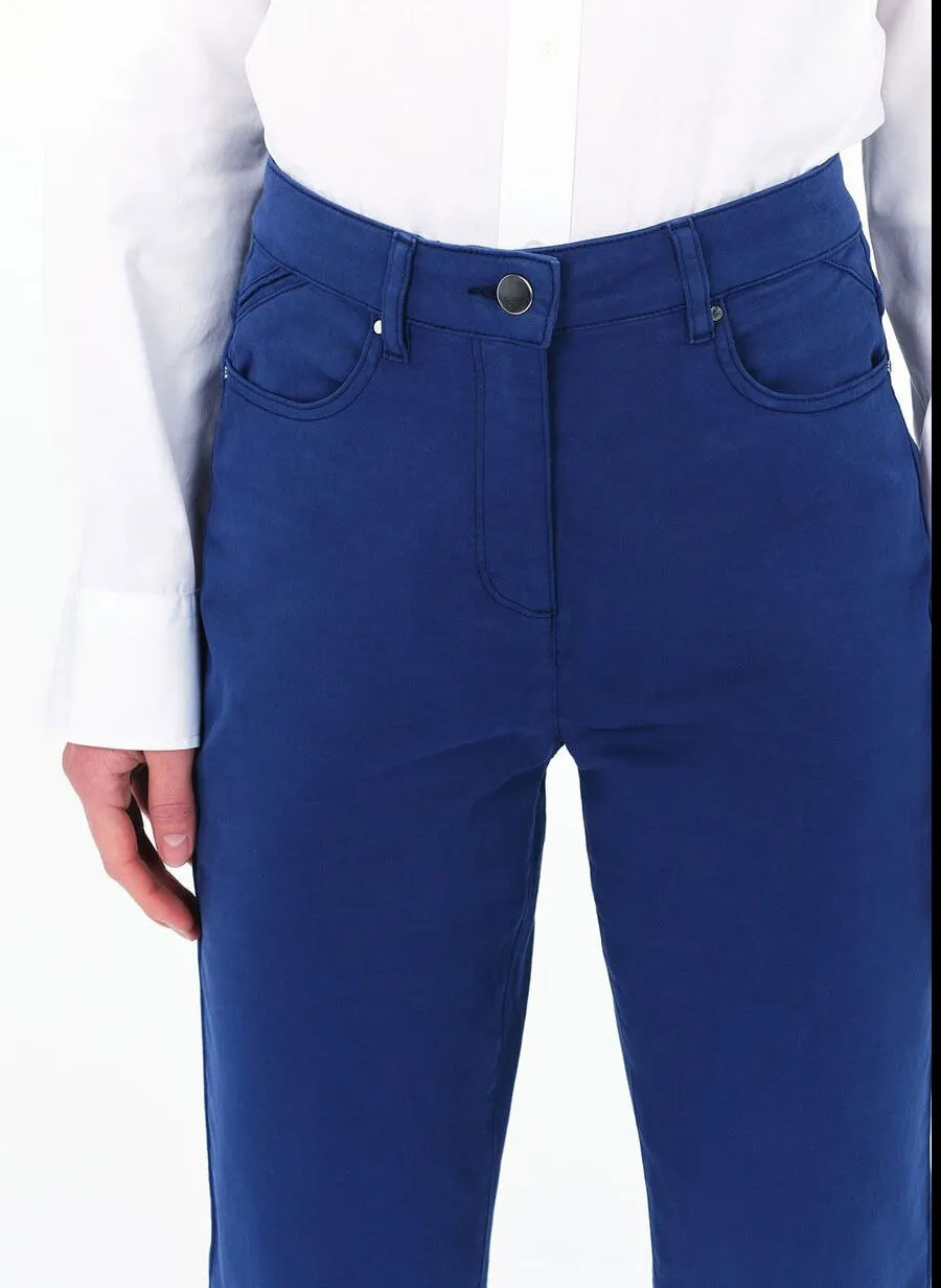 DARLING  PANTALóN RECTO DE MEZCLA DE ALGODóN DE TALLE ALTO EN AZUL