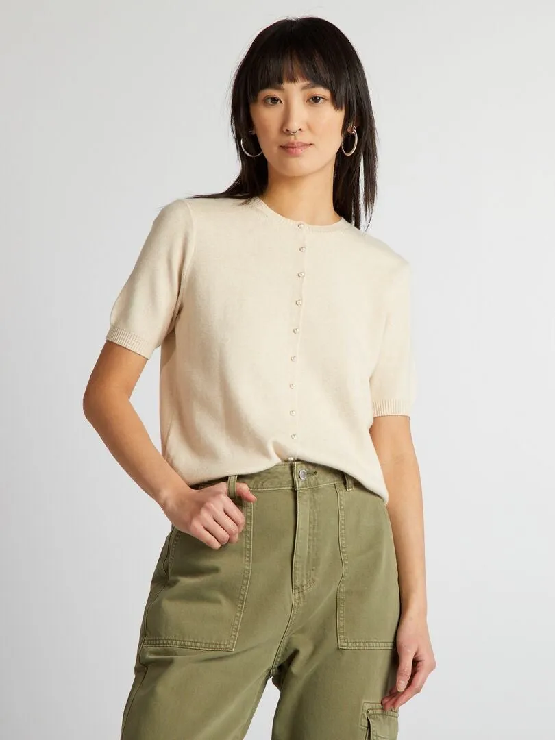 JERSEY LIGERO DE MANGA CORTA  BEIGE