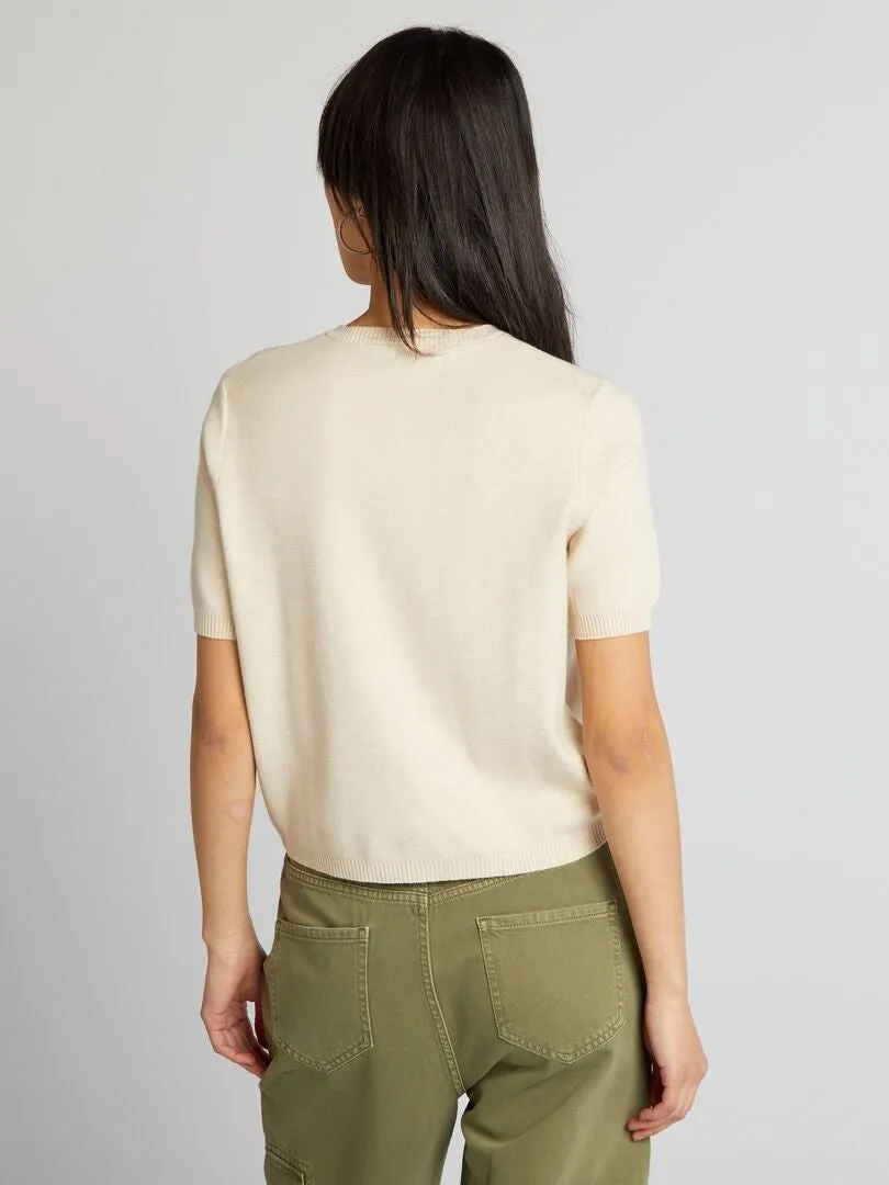 JERSEY LIGERO DE MANGA CORTA  BEIGE