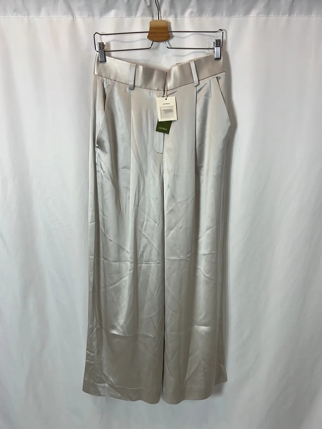 LILYSILK PANTALóN FLUIDO GRIS PERLA T.36
