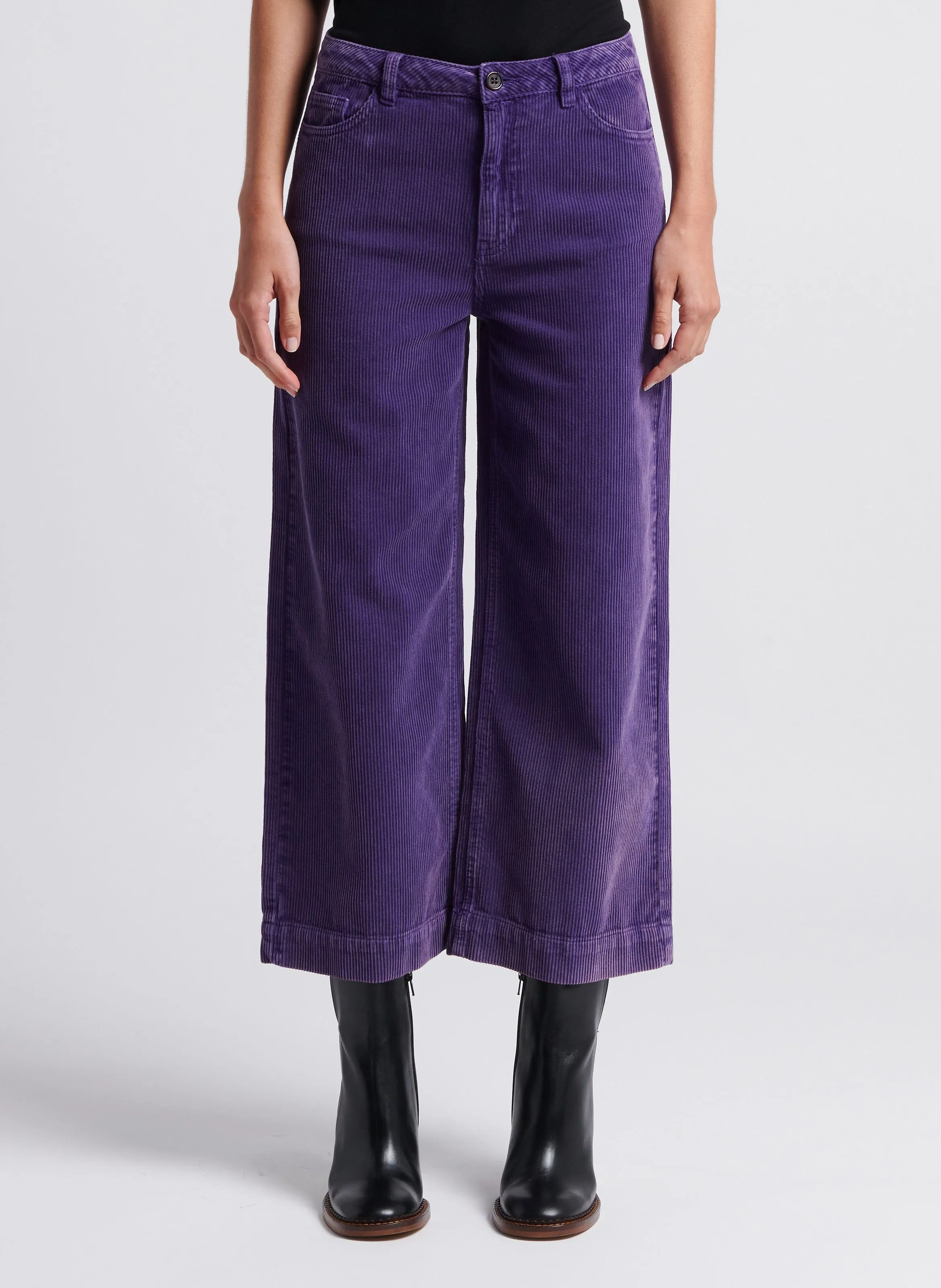 MAISON 123 OSIRIS  PANTALóN ANCHO DE PANA DE ALGODóN EN VIOLETA