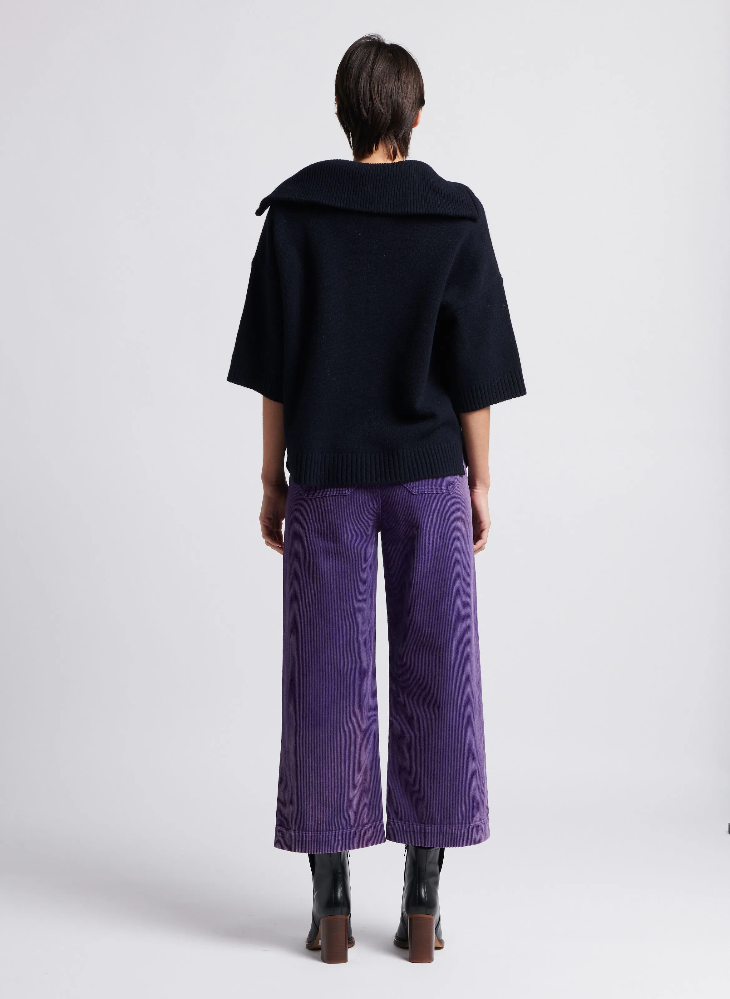 MAISON 123 OSIRIS  PANTALóN ANCHO DE PANA DE ALGODóN EN VIOLETA