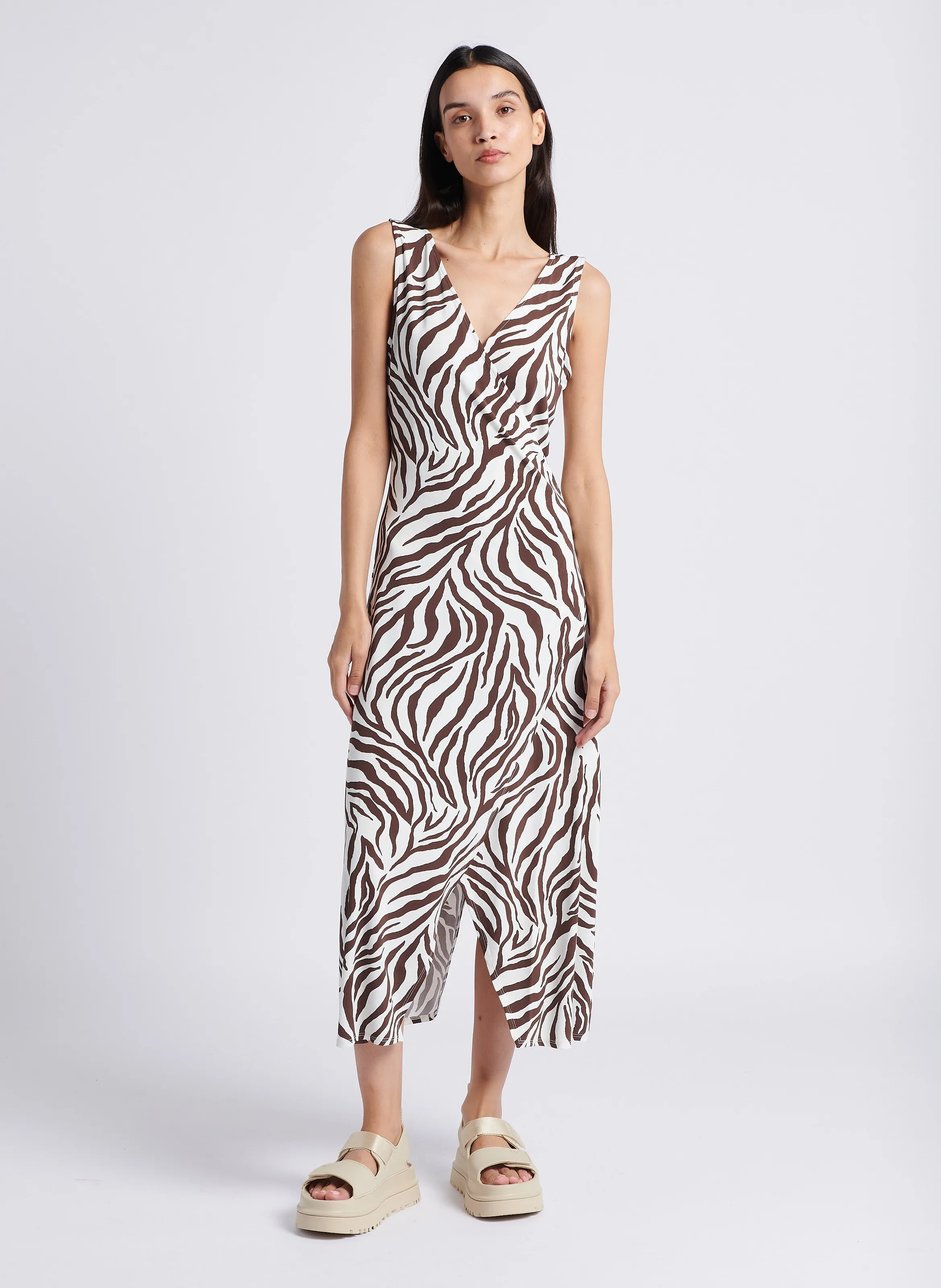 MAX MARA LEISURE BERARD  VESTIDO DE PLAYA ESTAMPADO EN MARRON
