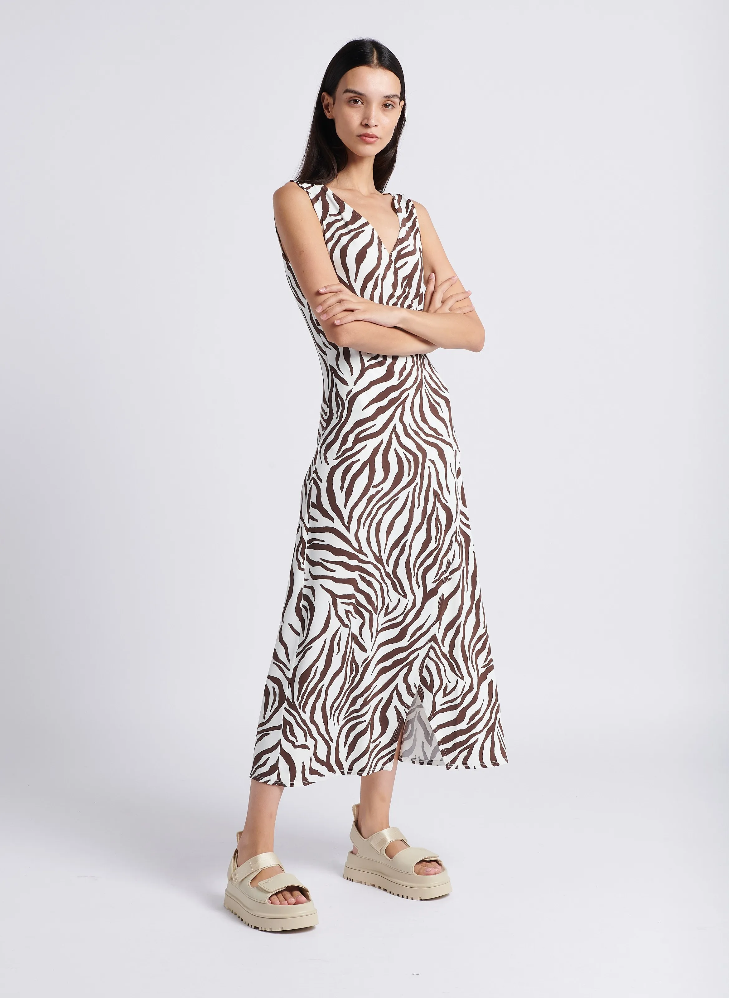 MAX MARA LEISURE BERARD  VESTIDO DE PLAYA ESTAMPADO EN MARRON