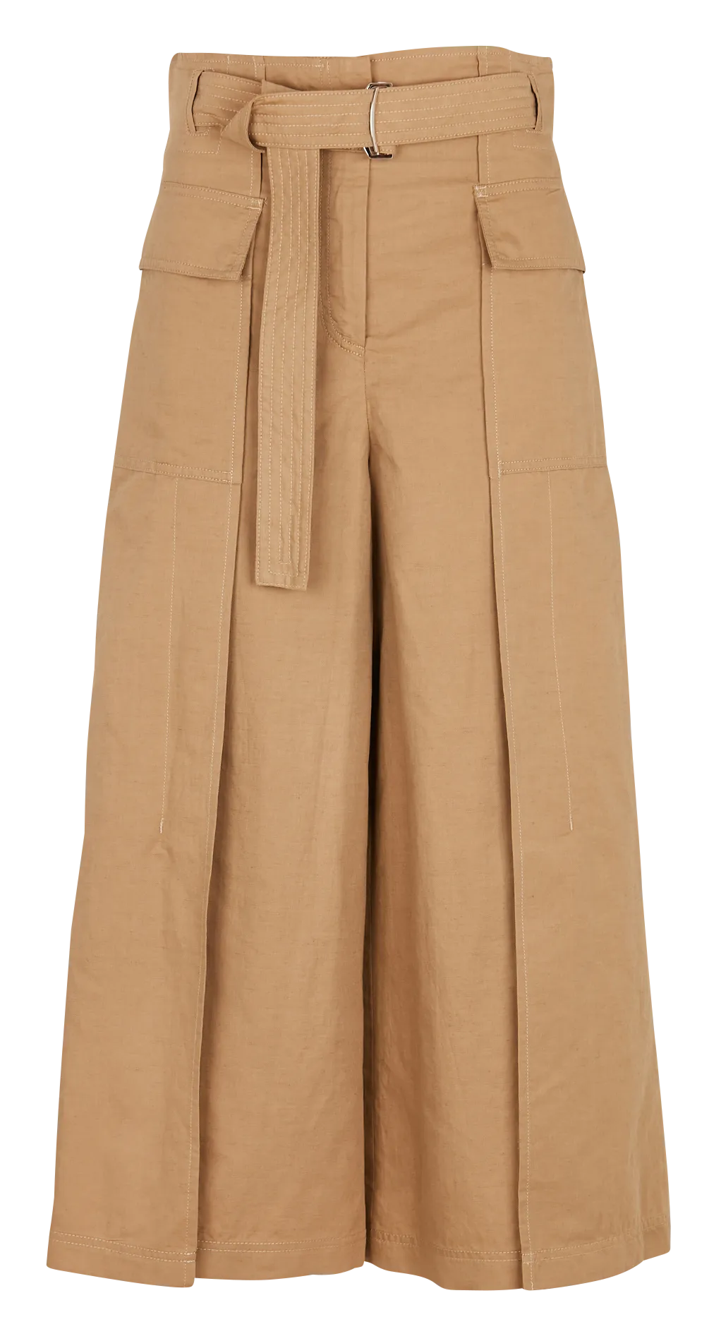 MAX MARA WEEK END PINIDE  PANTALóN ANCHO DE ALGODóN Y LINO EN BEIGE