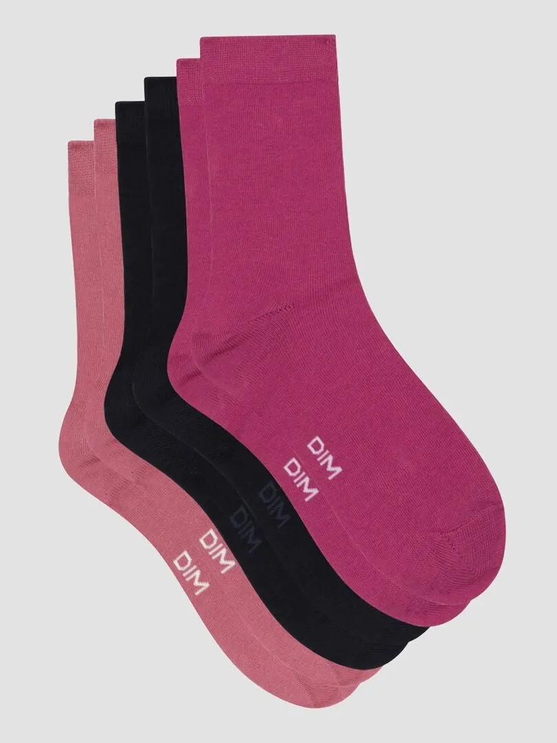 PACK DE 3 PARES DE CALCETINES 'DIM'  ROSA/MARINO