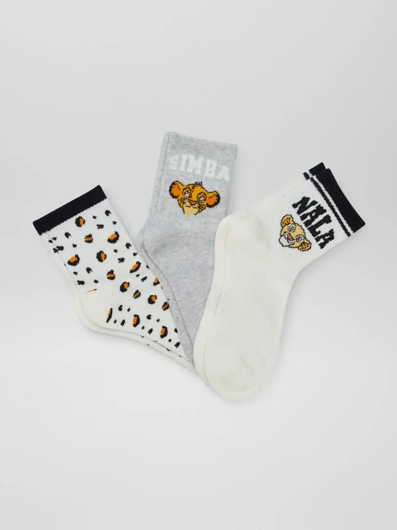 PACK DE CALCETINES ESTAMPADOS 'EL REY LEóN'  3 PARES  BLANCO