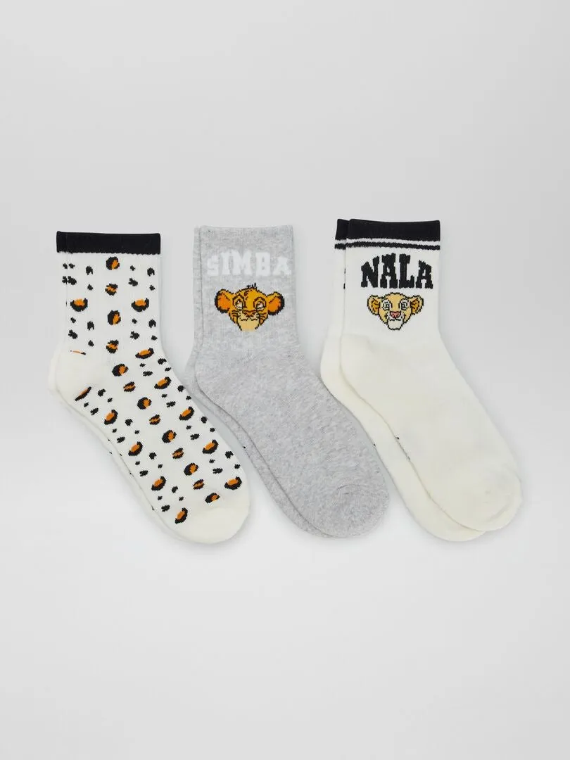 PACK DE CALCETINES ESTAMPADOS 'EL REY LEóN'  3 PARES  BLANCO
