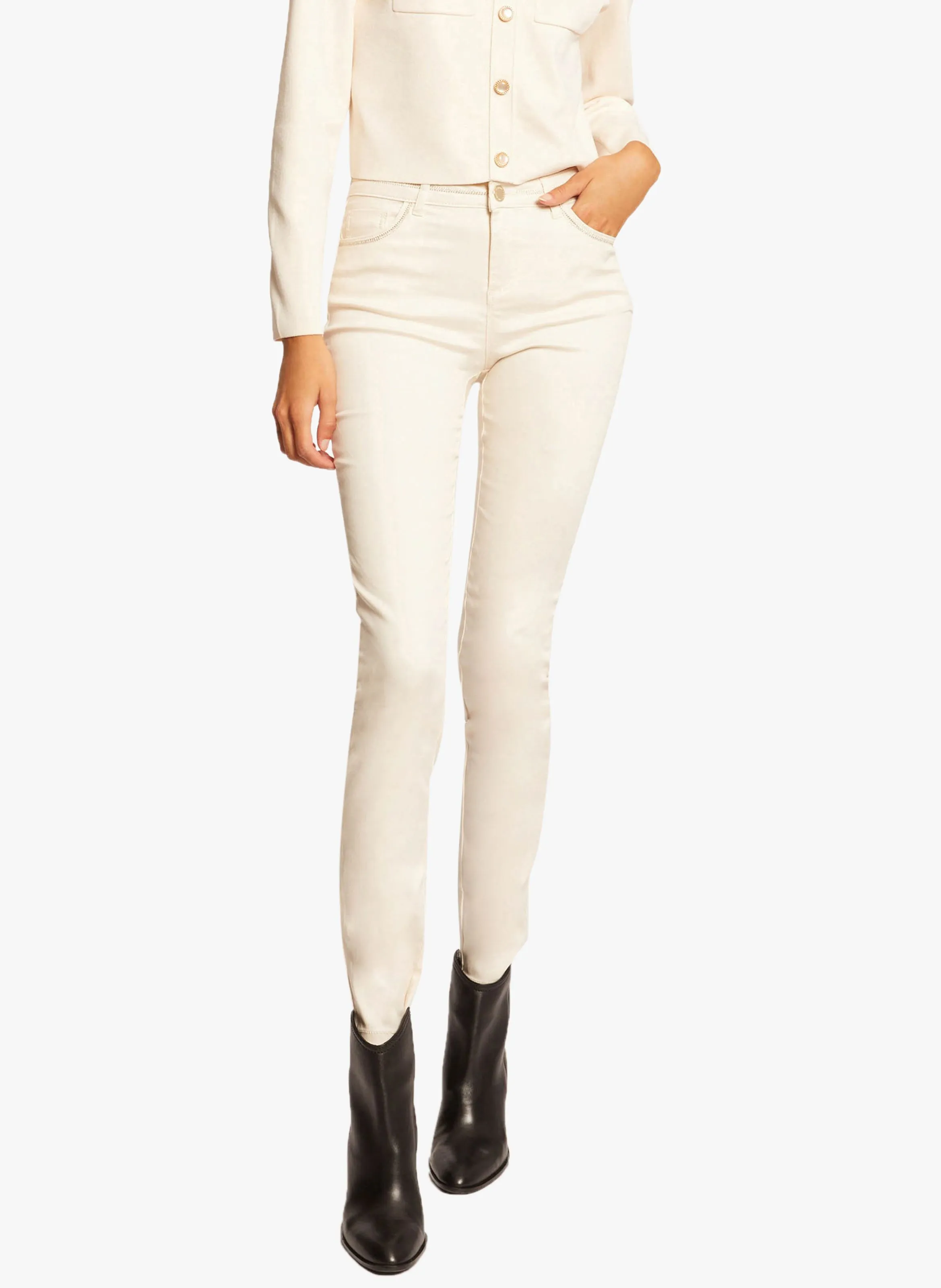 PALY  PANTALóN SLIM DE MEZCLA DE ALGODóN EN BEIGE