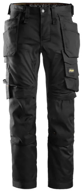 Snickers AllroundWork, pantalón elástico, negro (cintura 39, largo 32)