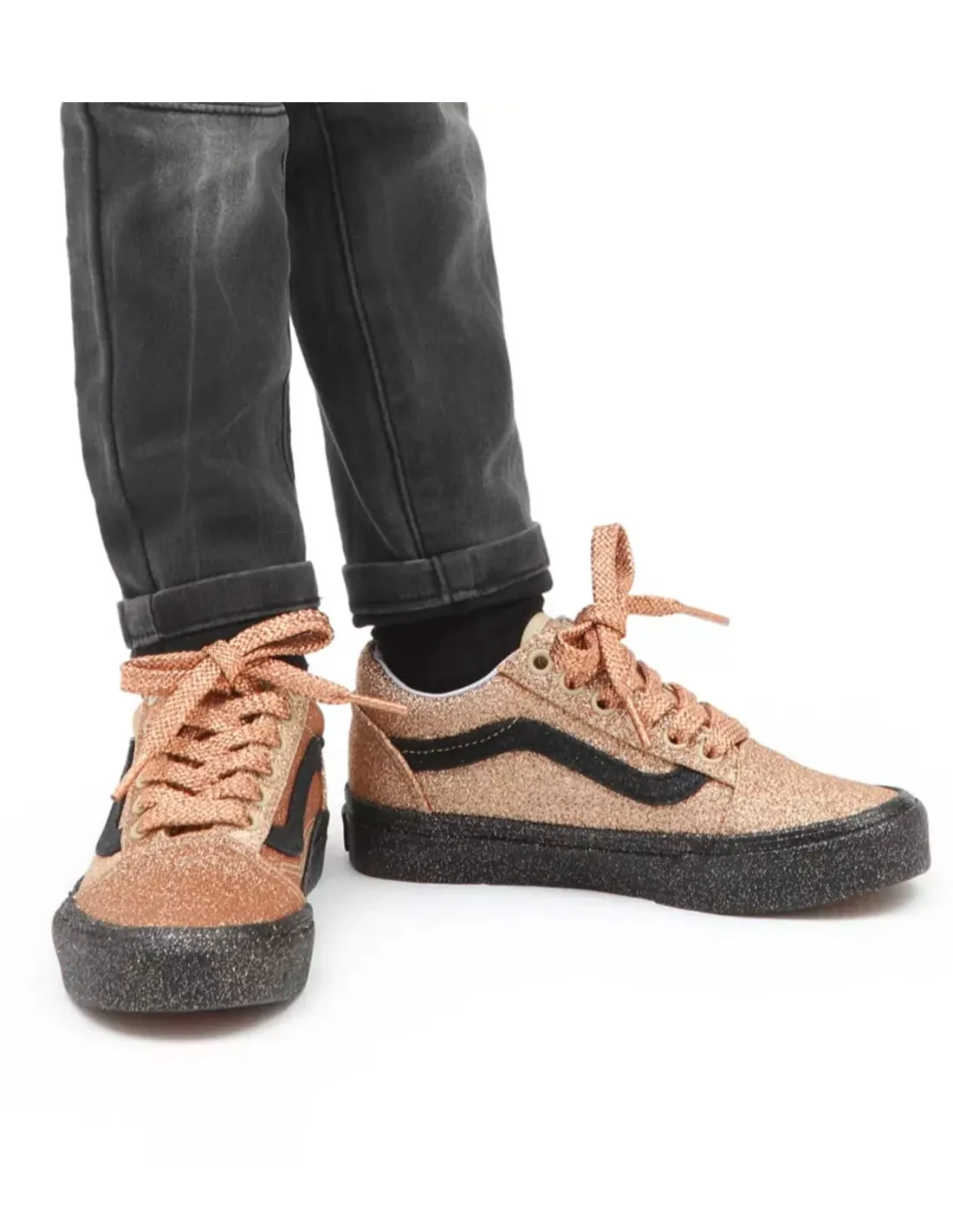 VANS OLD SKOOL PARTY GLITTER  NEGRO/ORO  ZAPATILLAS PARA MUJERES