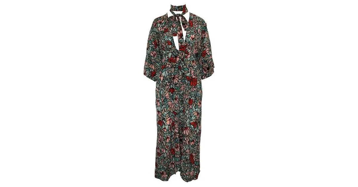 Vestido a media pierna con espalda descubierta y estampado multicolor Reformation 