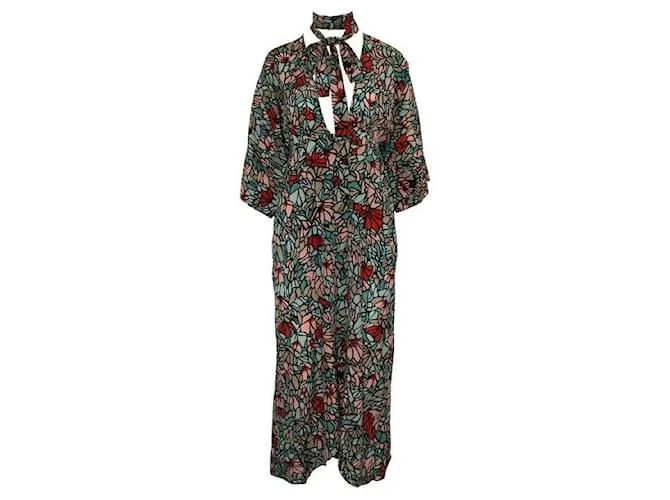 Vestido a media pierna con espalda descubierta y estampado multicolor Reformation 