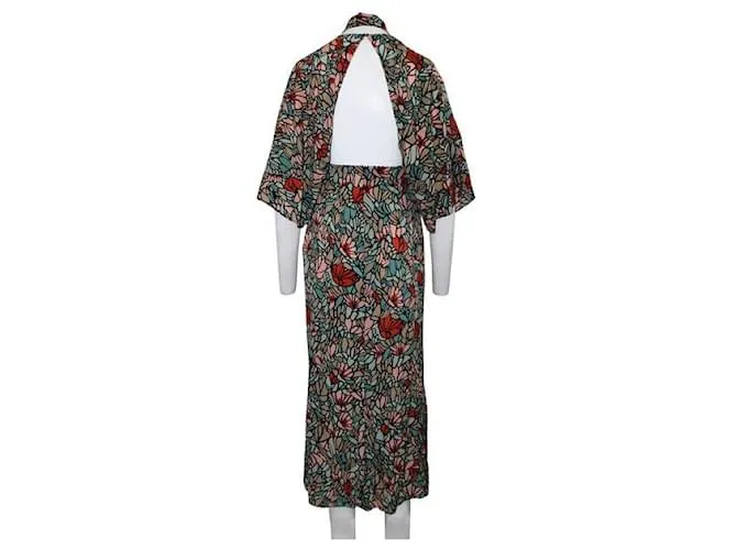 Vestido a media pierna con espalda descubierta y estampado multicolor Reformation 