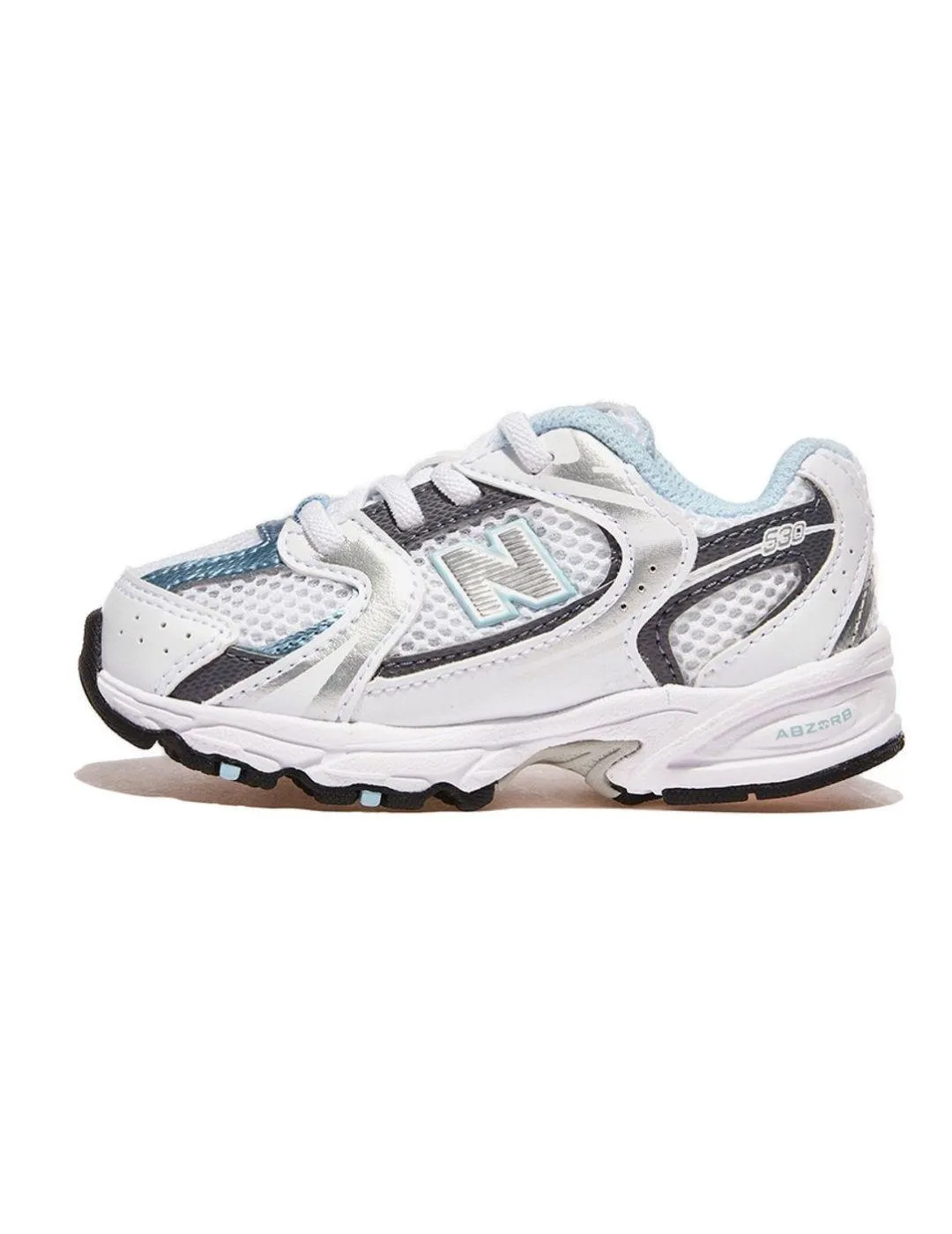 Zapatillas New Balance 530 blanco y azul cordones para niño